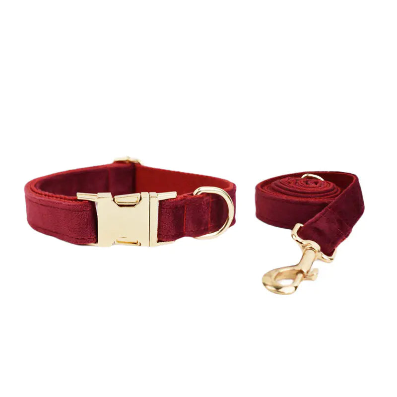 Velvet Pet Collar with Traction Rope